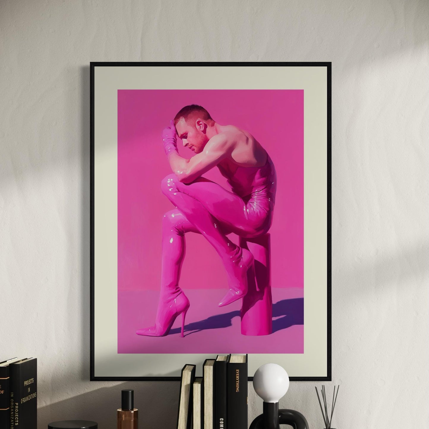 Pink Contemplation Queer Art Print | Bold LGBTQ+ Artwork | Premium Matte Unframed Wall Decor for Pride and Self-Expression