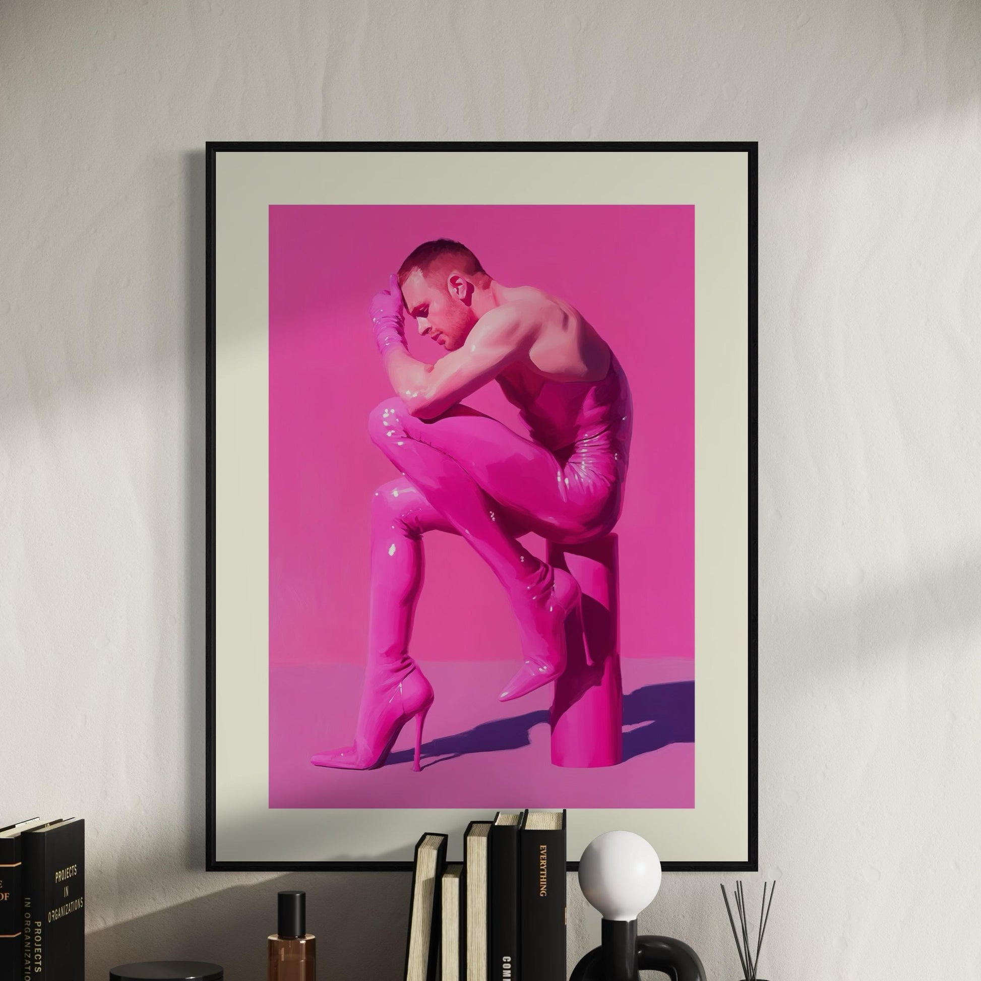 Pink Contemplation Queer Art Print | Bold LGBTQ+ Artwork | Premium Matte Unframed Wall Decor for Pride and Self-Expression