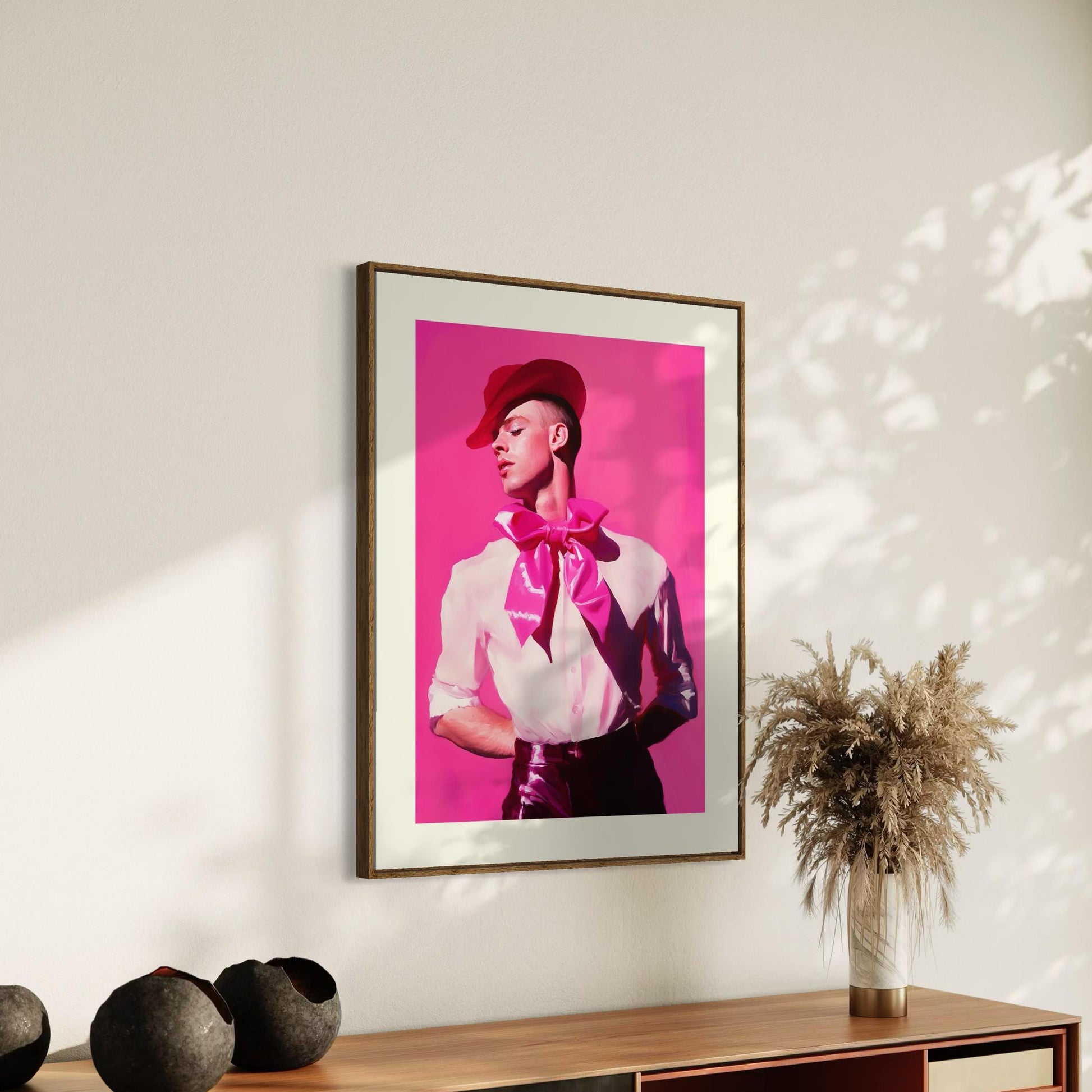 Ribbon and Resilience Queer Art Print | LGBTQ+ Empowerment Artwork | Premium Unframed Pink Decor for Pride and Self-Expression
