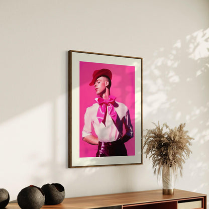 Ribbon and Resilience Queer Art Print | LGBTQ+ Empowerment Artwork | Premium Unframed Pink Decor for Pride and Self-Expression