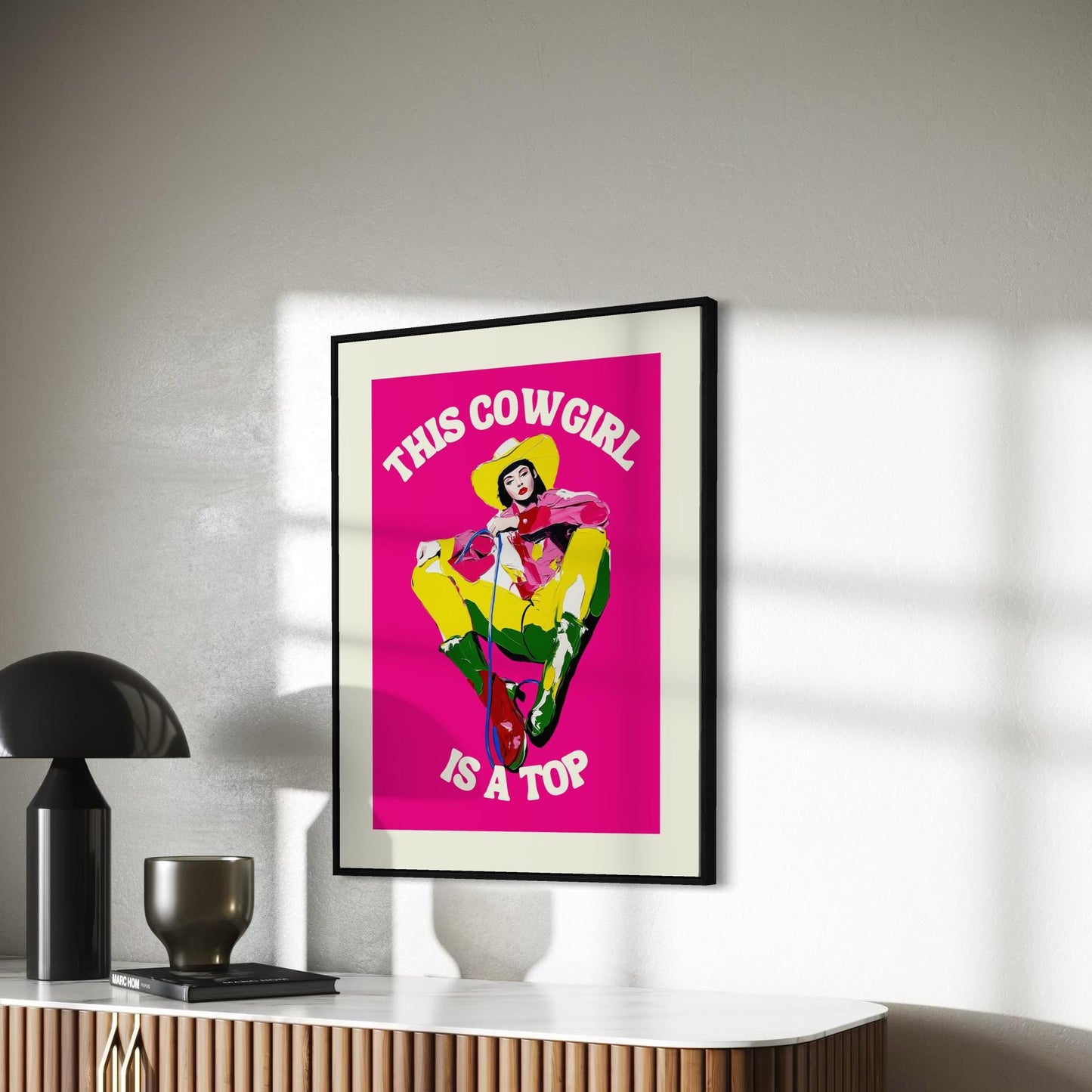 Bold Cowgirl Art Print | This Cowgirl Is a Top | Colourful LGBTQ Pride Art on Premium Matte Paper | Unframed Wall Decor for Queer Spaces