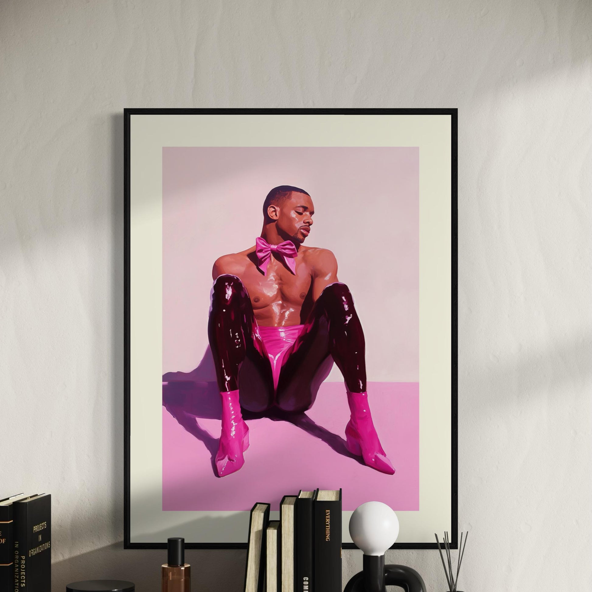 Strength in Satin Art Print - Ribbon & Resilience Collection LGBTQ+ Art for Queer People + Allies - Bold Pink, Black Pride Poster