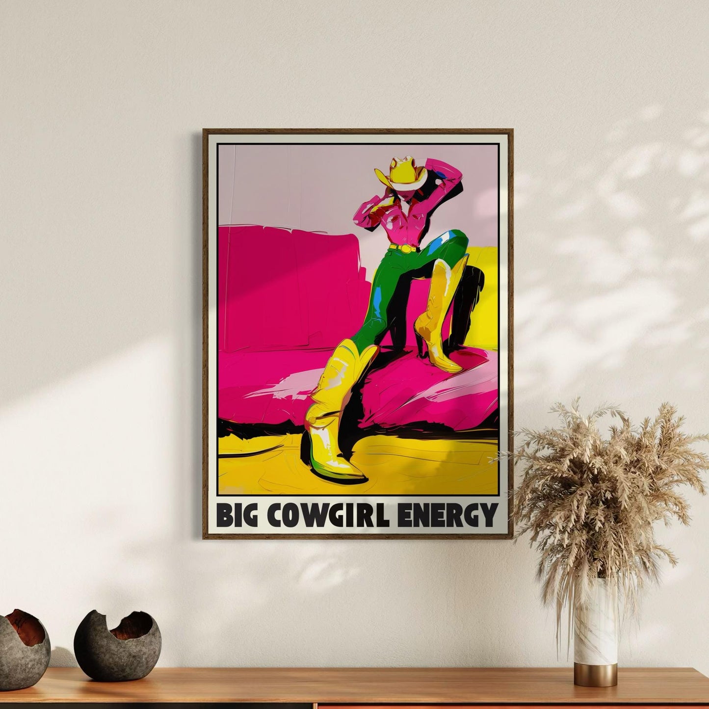 Big Cowgirl Energy Art Print | Bold Pop Art LGBTQ Pride Decor | Colourful Unframed Print on Premium Matte Paper | Statement Wall Art