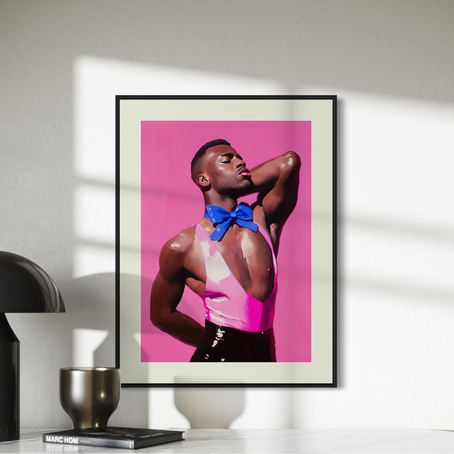 Elegance Tied in Blue - Ribbon & Resilience Collection LGBTQ+ Art for Queer People + Allies - Bold Pink, Black Pride Poster
