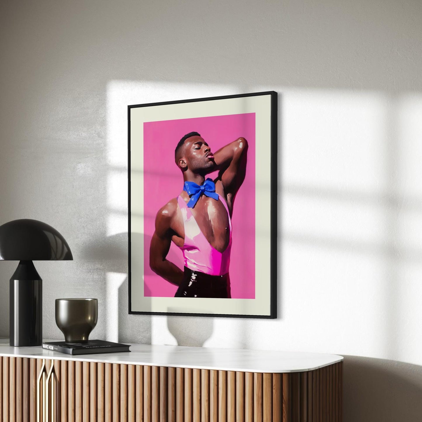 Elegance Tied in Blue - Ribbon & Resilience Collection LGBTQ+ Art for Queer People + Allies - Bold Pink, Black Pride Poster