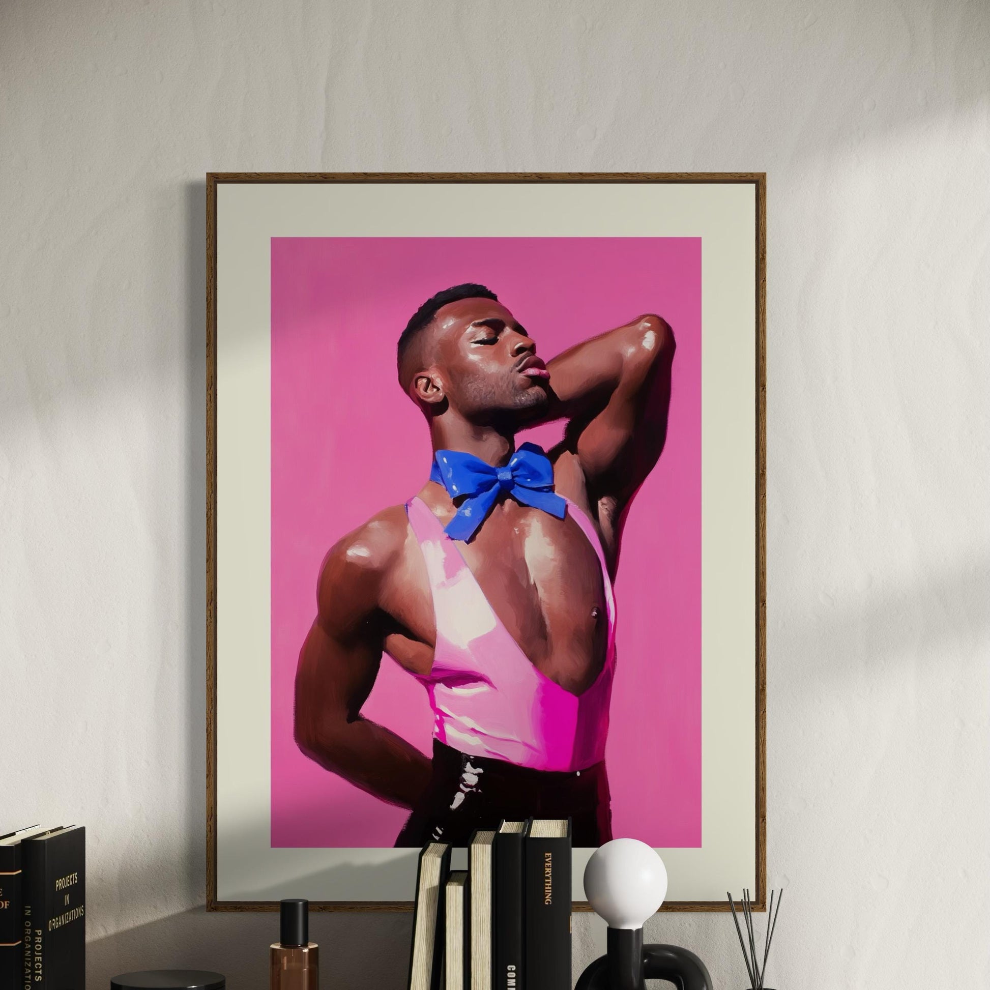 Elegance Tied in Blue - Ribbon & Resilience Collection LGBTQ+ Art for Queer People + Allies - Bold Pink, Black Pride Poster