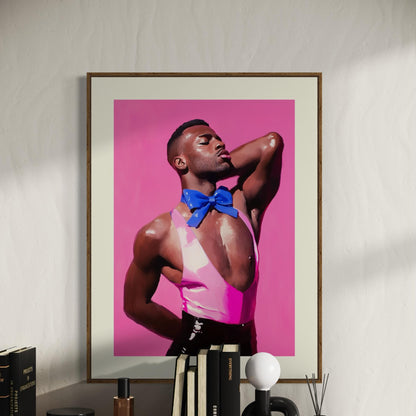Elegance Tied in Blue - Ribbon & Resilience Collection LGBTQ+ Art for Queer People + Allies - Bold Pink, Black Pride Poster
