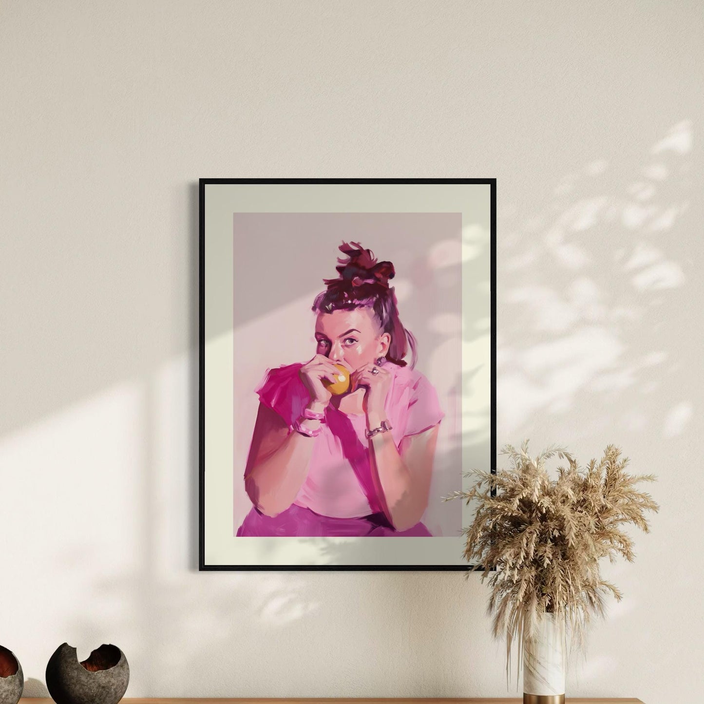 Lizzie - Modern Watercolour Portrait in Pink | Cozy, Contemporary and non-conformist | 200gsm Matte Unframed Wall Art, Unique Gift Idea