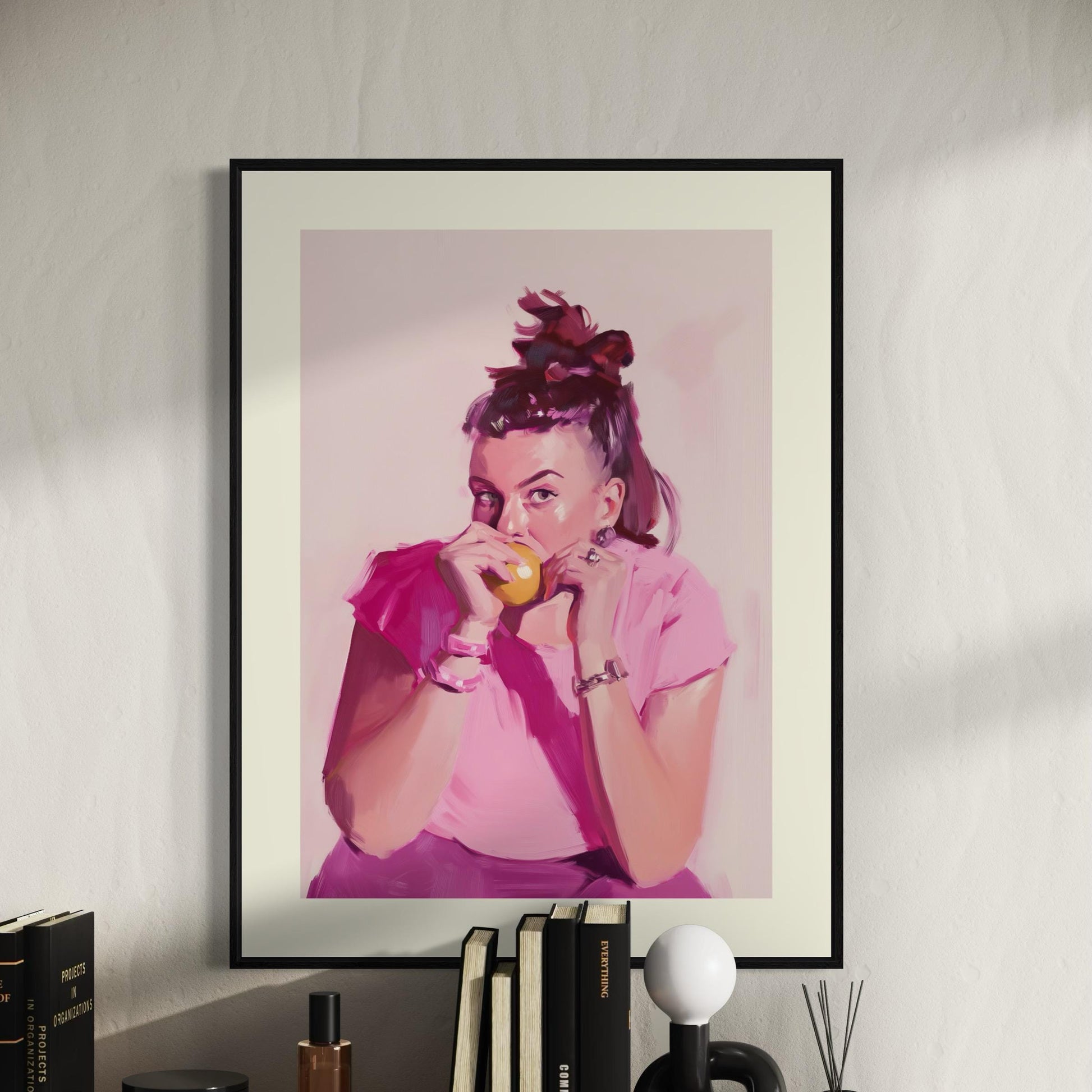 Lizzie - Modern Watercolour Portrait in Pink | Cozy, Contemporary and non-conformist | 200gsm Matte Unframed Wall Art, Unique Gift Idea