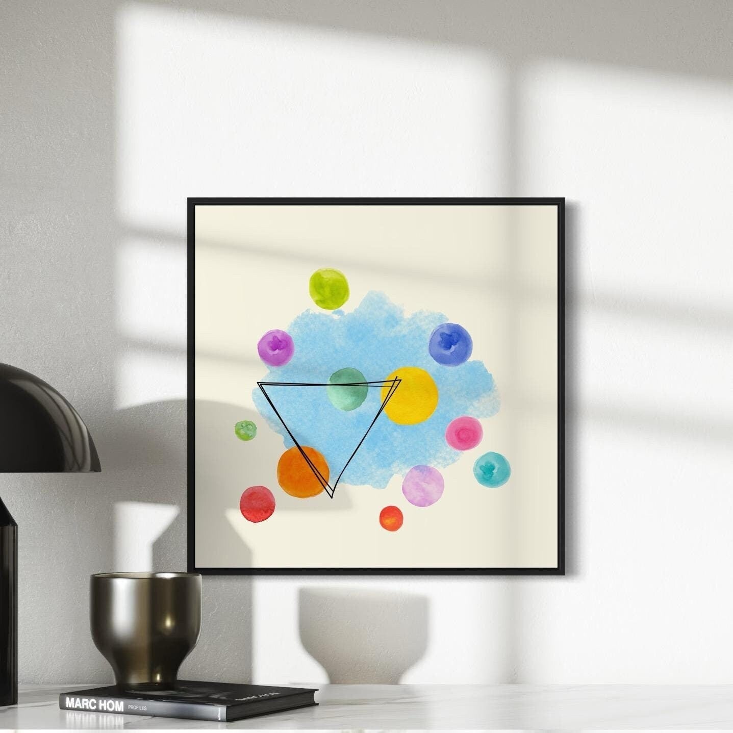 Unity in Colour | Abstract Watercolour Print with Geometric Triangle | Unframed Art for Home or Office Decor | 1 of 3 in Coordinated Set