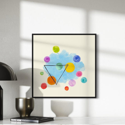 Unity in Colour | Abstract Watercolour Print with Geometric Triangle | Unframed Art for Home or Office Decor | 1 of 3 in Coordinated Set