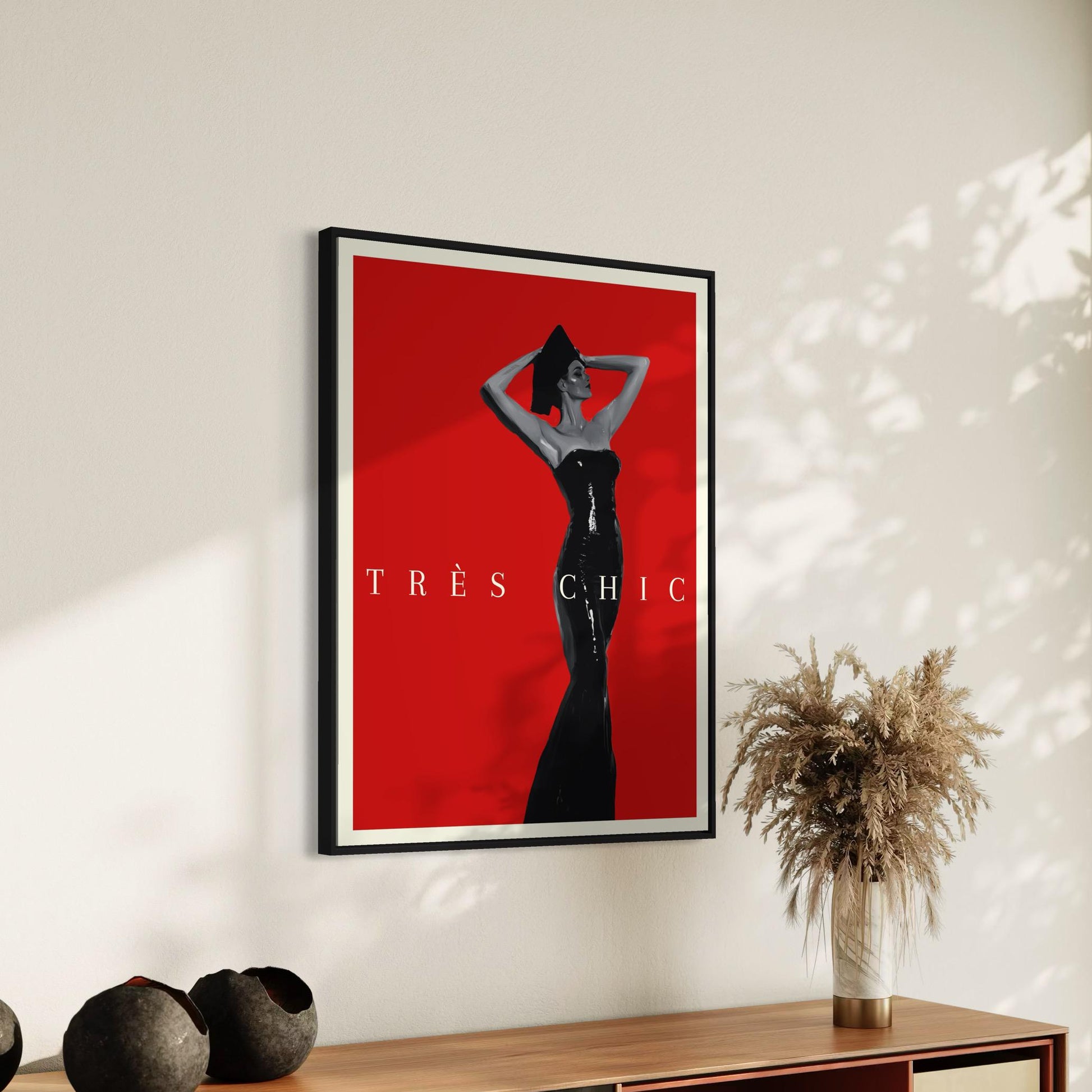 Très Chic - Fashion Art Print, Bold Red & Black, Modern Decor, 200gsm Matte Unframed Print, Stylish Wall Art, Perfect Gift for Trendsetters