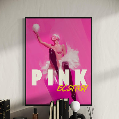 PINK Ecstasy Art Print - Bold LGBTQ Pop Art, Vibrant Pink Decor, Queer Wall Art, Sapphic Culture, 200gsm Matte Paper, Unframed