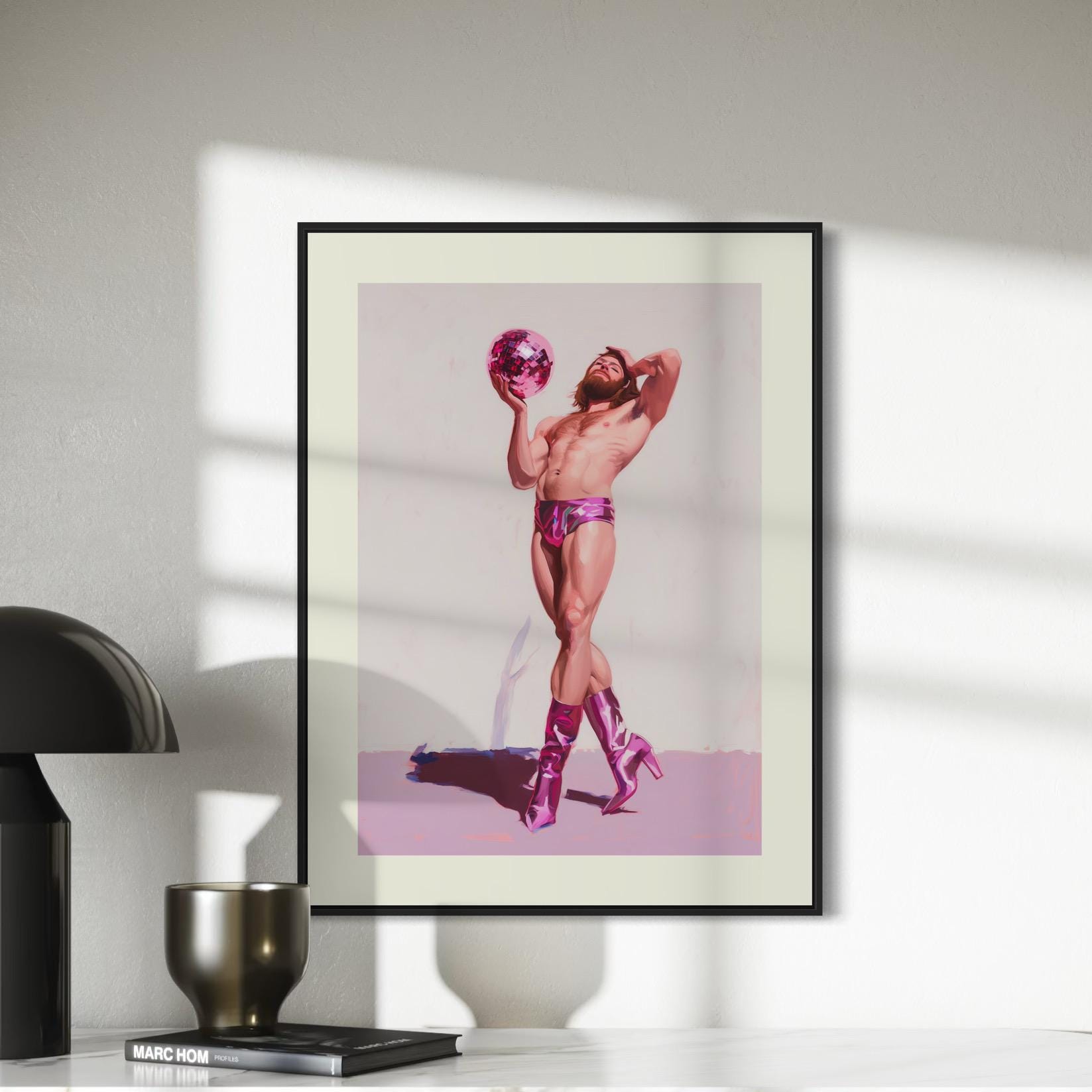 Damsel at the Disco Art Print - Bold LGBTQ+ Wall Art in Pink Heels - Ribbon & Resilience Collection - Queer Pride Poster