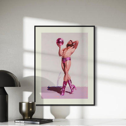 Damsel at the Disco Art Print - Bold LGBTQ+ Wall Art in Pink Heels - Ribbon & Resilience Collection - Queer Pride Poster