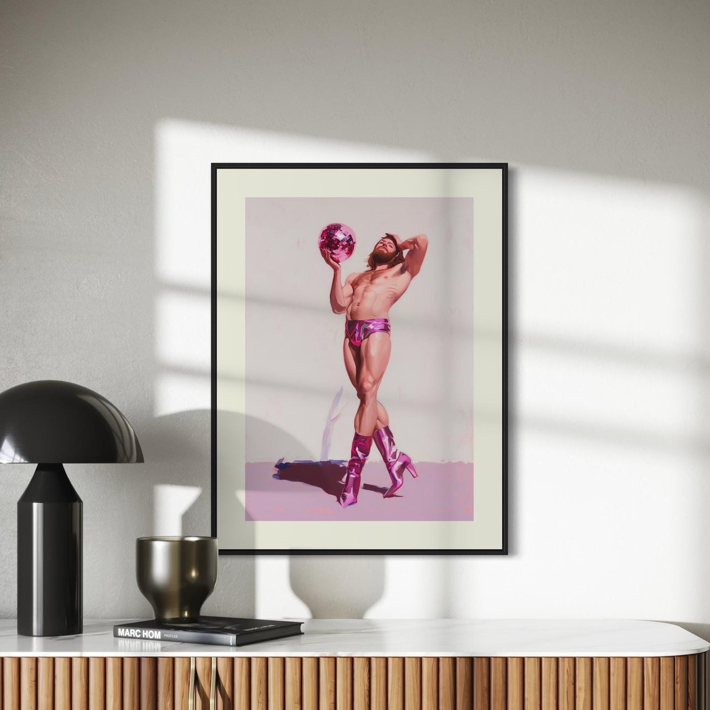 Damsel at the Disco Art Print - Bold LGBTQ+ Wall Art in Pink Heels - Ribbon & Resilience Collection - Queer Pride Poster