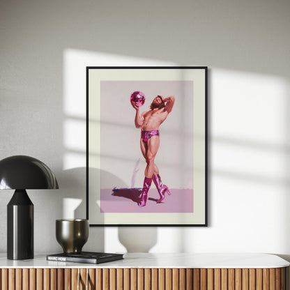 Damsel at the Disco Art Print - Bold LGBTQ+ Wall Art in Pink Heels - Ribbon & Resilience Collection - Queer Pride Poster