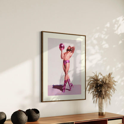 Damsel at the Disco Art Print - Bold LGBTQ+ Wall Art in Pink Heels - Ribbon & Resilience Collection - Queer Pride Poster