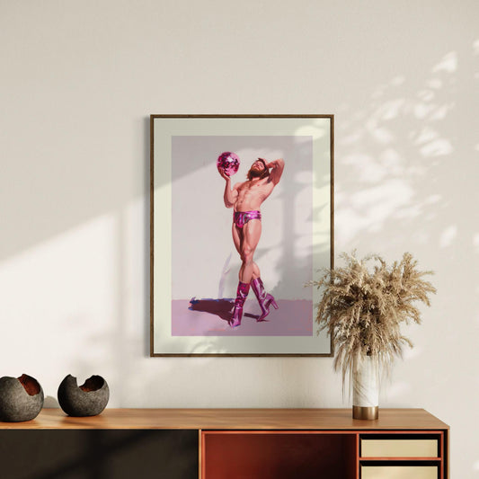 Damsel at the Disco Art Print - Bold LGBTQ+ Wall Art in Pink Heels - Ribbon & Resilience Collection - Queer Pride Poster