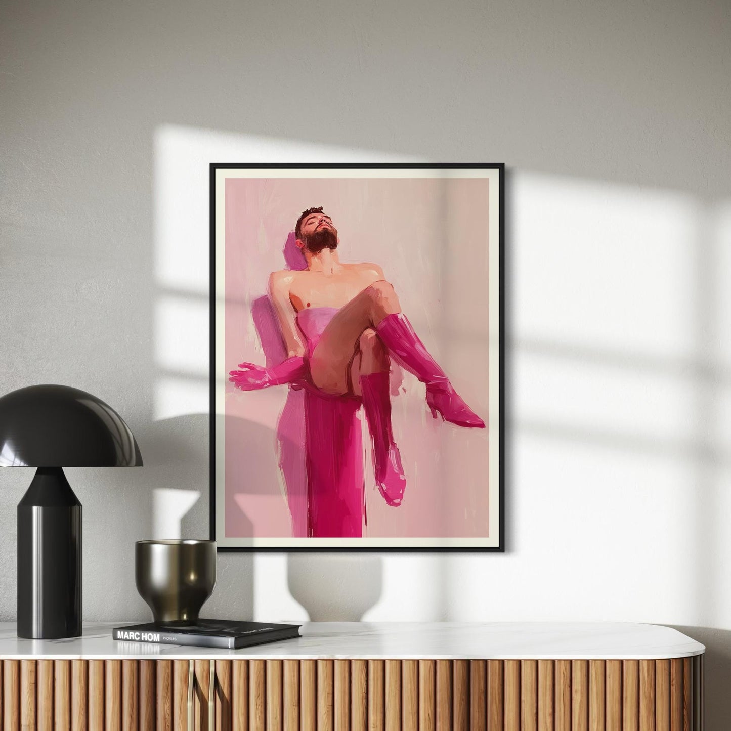 Non-Binary Pride Art Print - Pink Pedestal - Empowering LGBTQ Art, Pink Celebration of Gender Expression, 200gsm Matte Unframed Print