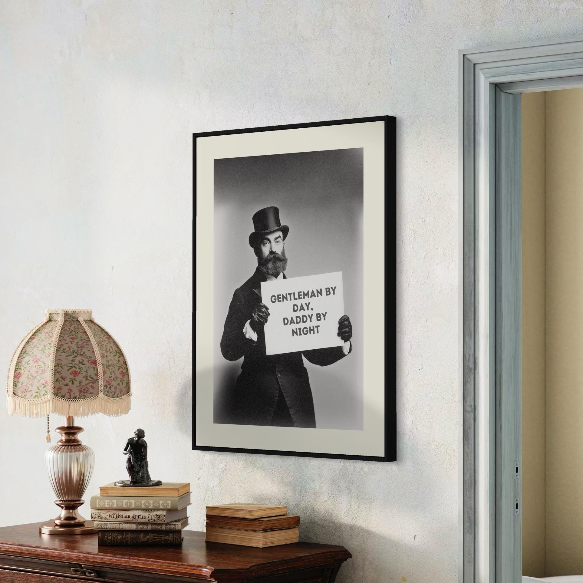 Funny Victorian Daddy Poster - Gentleman by Day, Daddy by Night - LGBTQ+ Wall Art