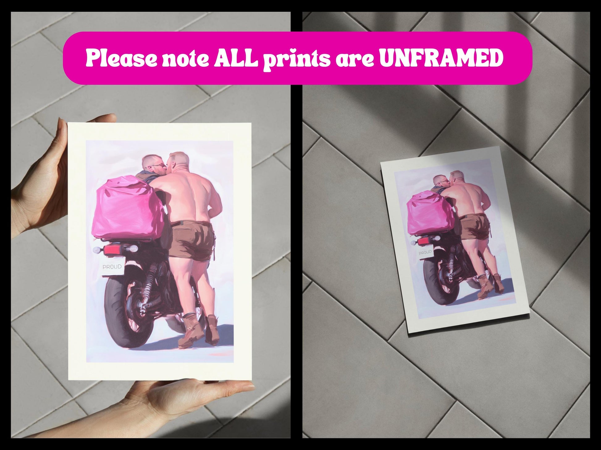 Proud Biker Couple Art Print - LGBTQ+ Love