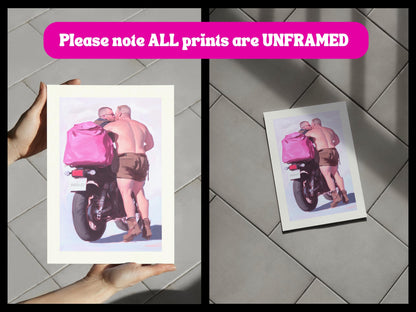 Proud Biker Couple Art Print - LGBTQ+ Love