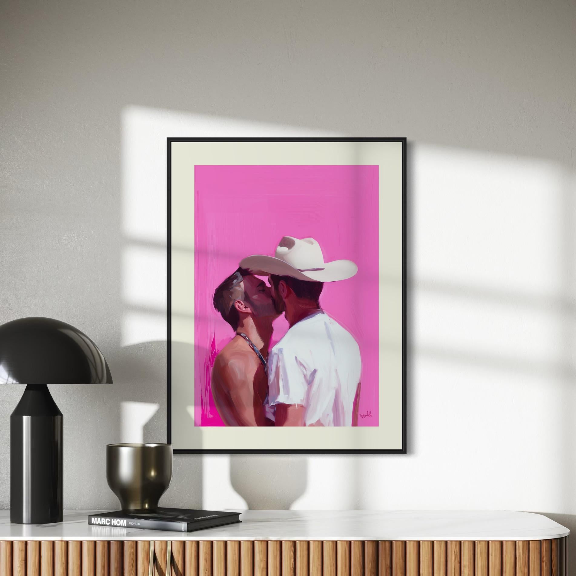 Lovers in the West Art Print – LGBTQ+ Western Love, Queer Pride Decor, Cowboy Romance Artwork, Unframed Premium Matte Print