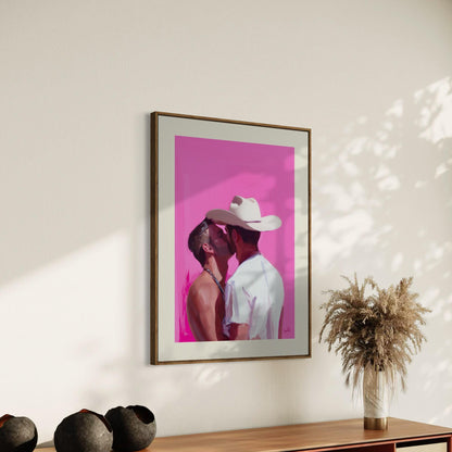 Lovers in the West Art Print – LGBTQ+ Western Love, Queer Pride Decor, Cowboy Romance Artwork, Unframed Premium Matte Print