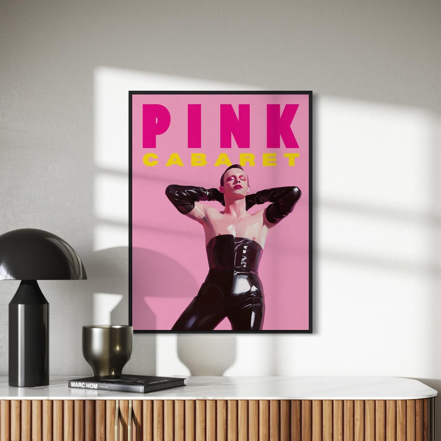 Pink Cabaret Artwork | Bold Queer Art Print Celebrating Leather & Pride | Unframed LGBTQ+ Poster for Modern Home Décor"