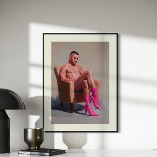 Pink Boot Reverie - Oil Painting Print | Queer-Inspired Wall Art