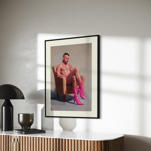 Pink Boot Reverie - Oil Painting Print | Queer-Inspired Wall Art