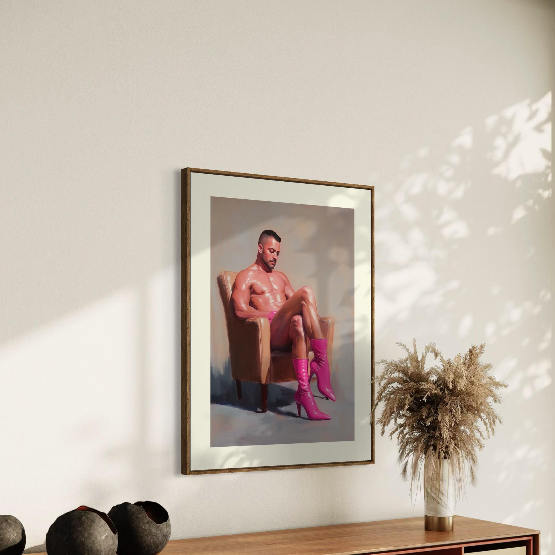 Pink Boot Reverie - Oil Painting Print | Queer-Inspired Wall Art