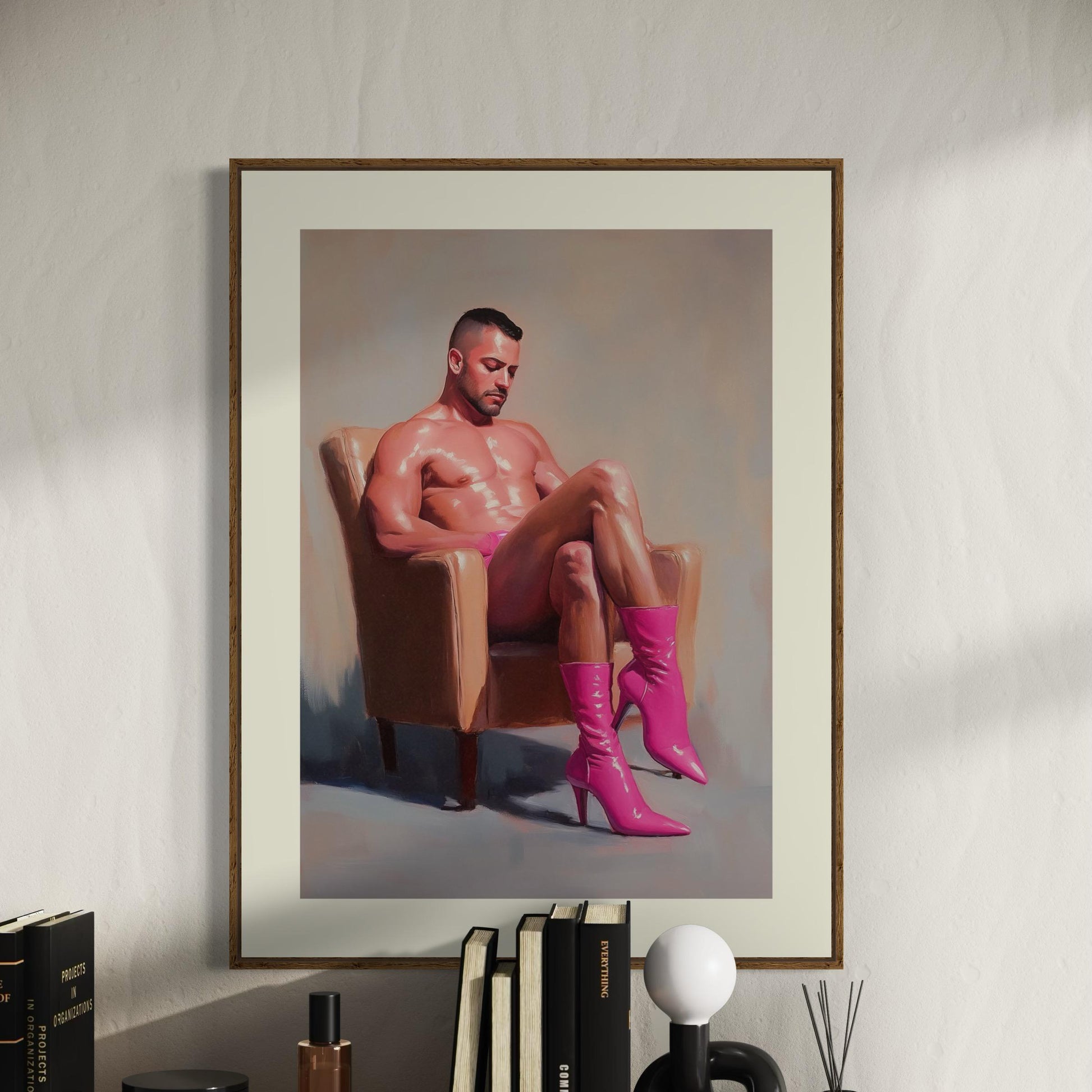 Pink Boot Reverie - Oil Painting Print | Queer-Inspired Wall Art