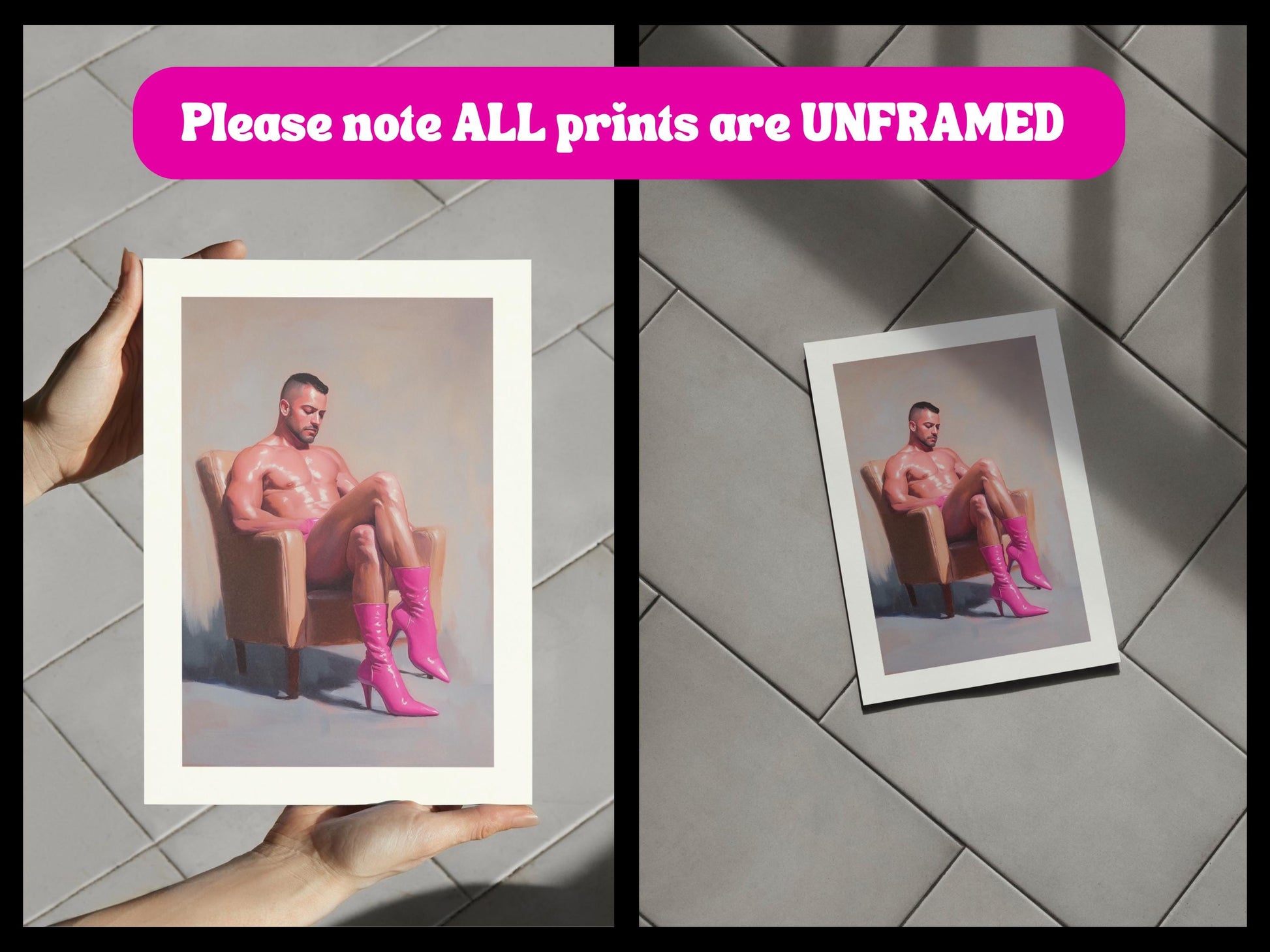 Pink Boot Reverie - Oil Painting Print | Queer-Inspired Wall Art