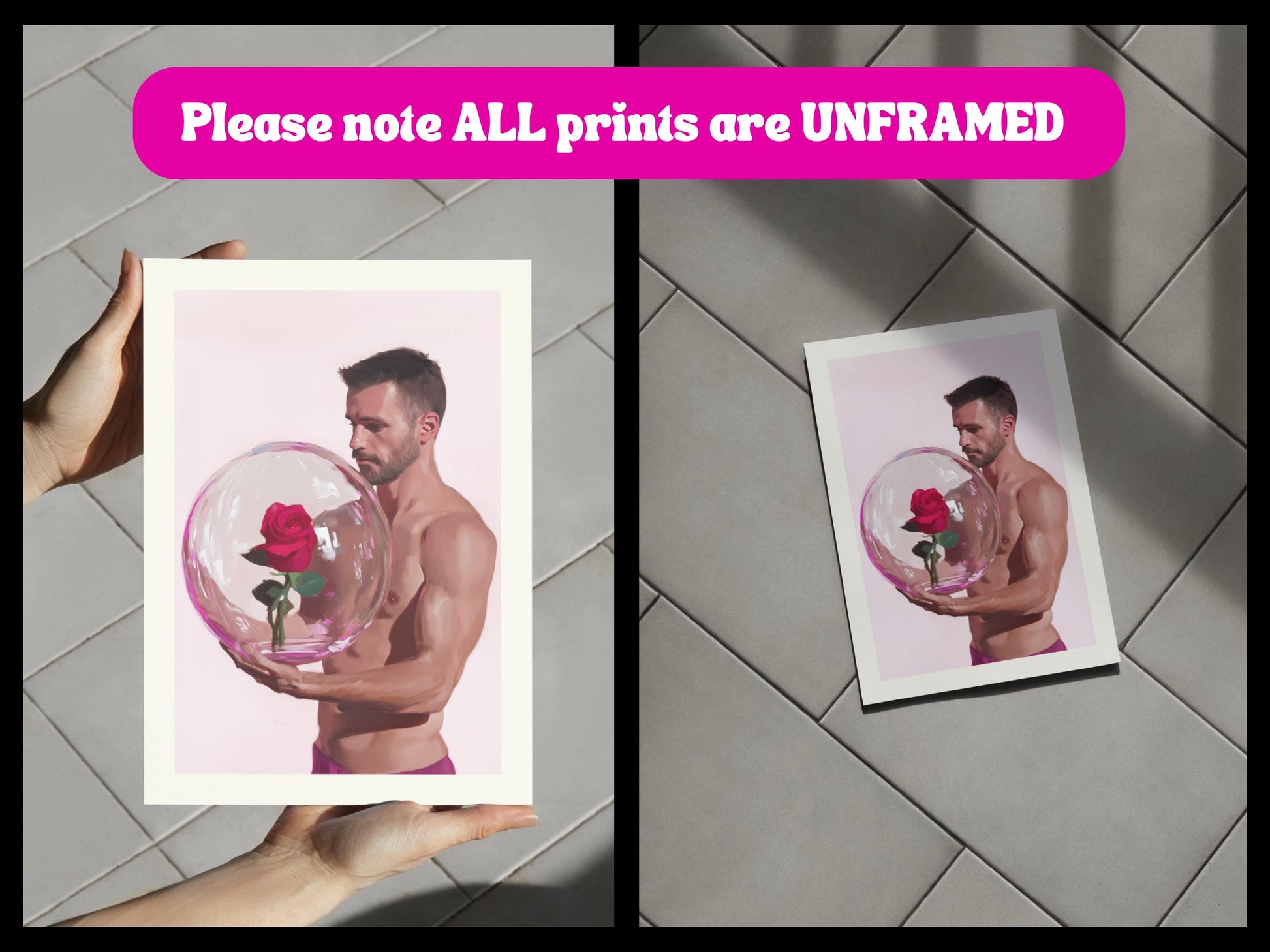 Rose Reverie Print – Queer Art Print of Strength and Love, Premium Unframed Wall Art for Queer Allies, Home Decor LGBTQ+ Gift Idea