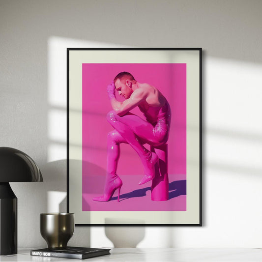 Pink Contemplation Queer Art Print | Bold LGBTQ+ Artwork | Premium Matte Unframed Wall Decor for Pride and Self-Expression
