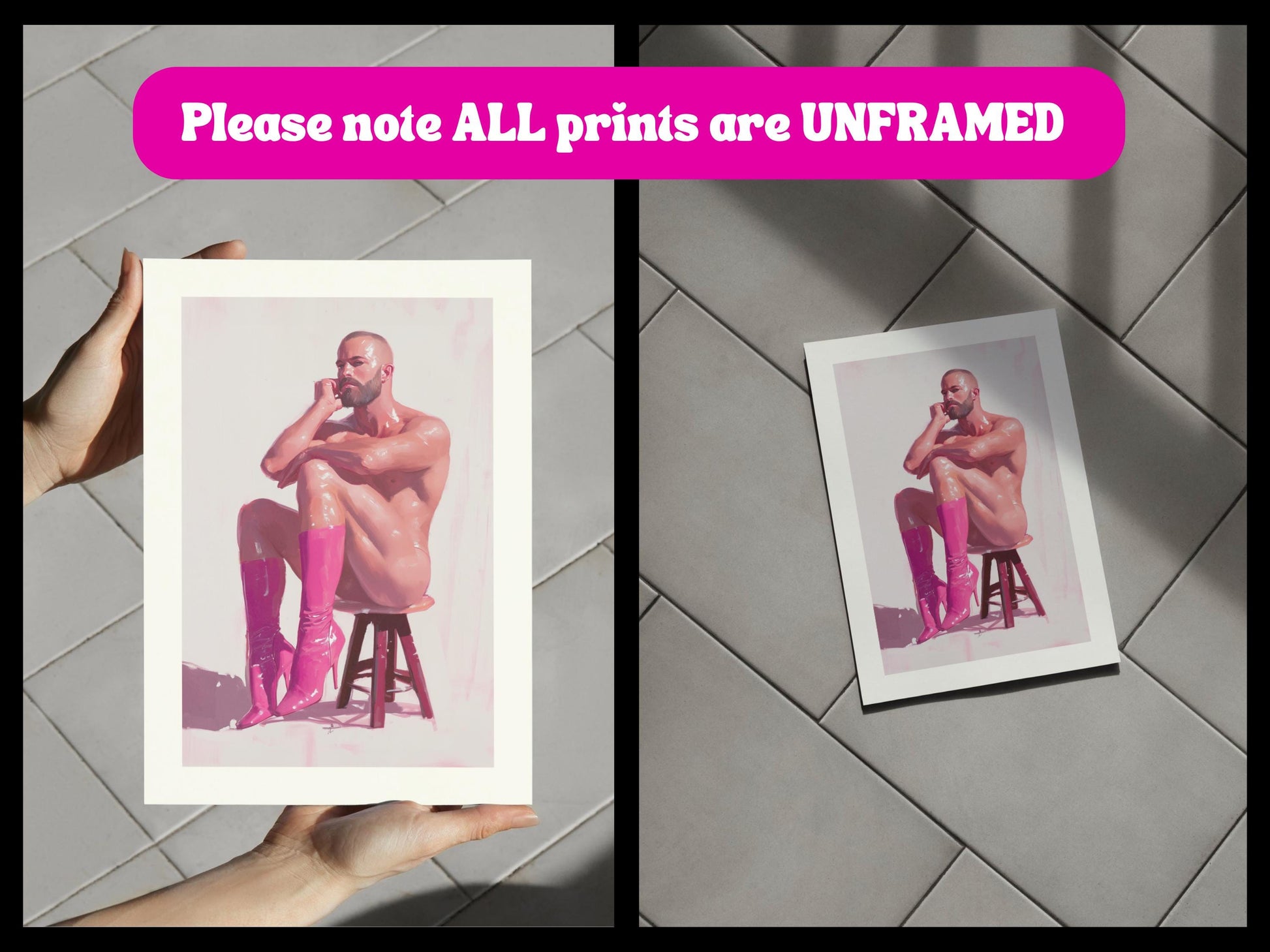 Pink Daydream LGBTQ+ Art Print - Bold Queer Statement Artwork on 200gsm Matte Paper - Pink Boots Resilience for Allies & Queer Pride