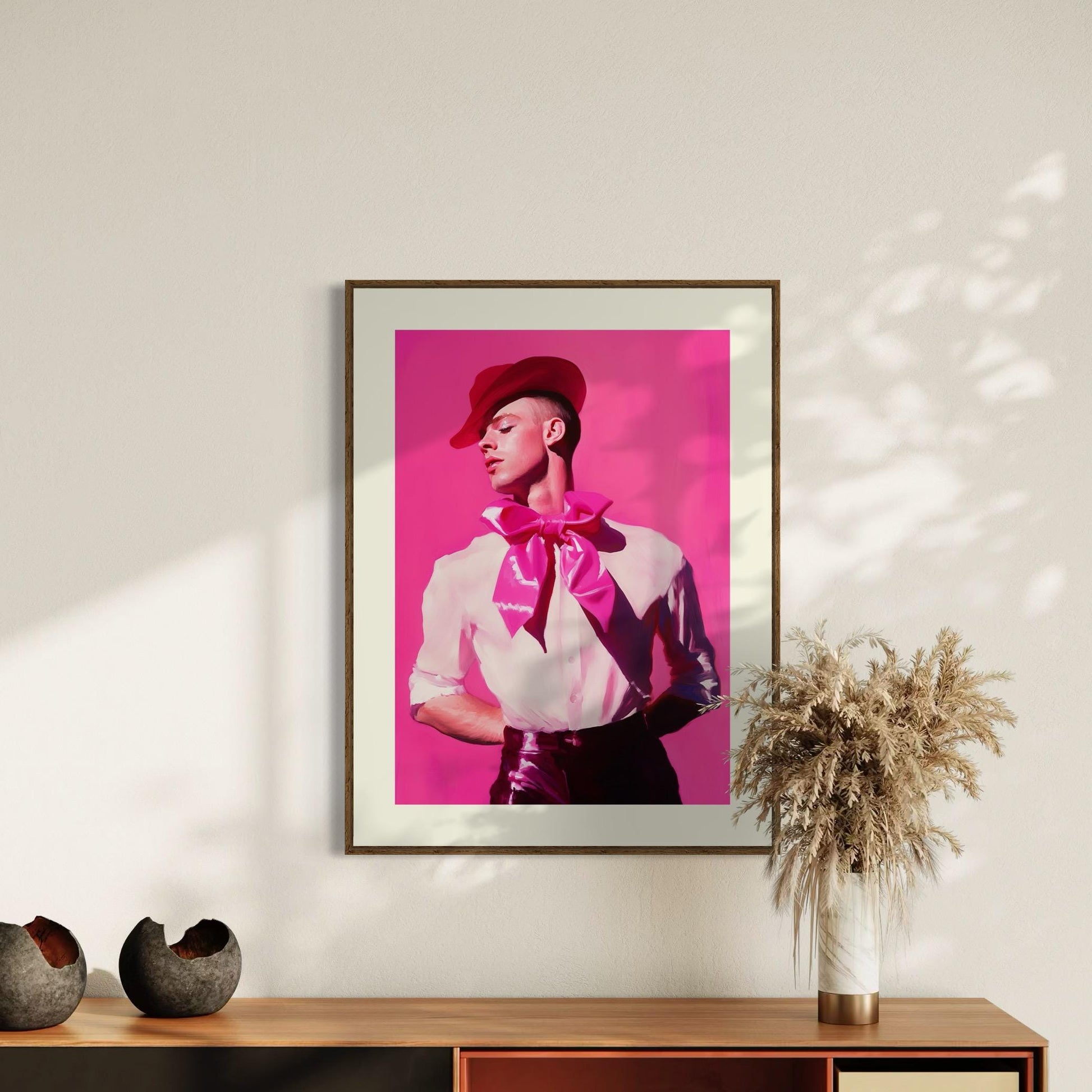 Ribbon and Resilience Queer Art Print | LGBTQ+ Empowerment Artwork | Premium Unframed Pink Decor for Pride and Self-Expression
