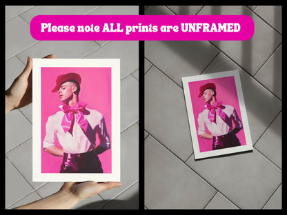 Ribbon and Resilience Queer Art Print | LGBTQ+ Empowerment Artwork | Premium Unframed Pink Decor for Pride and Self-Expression