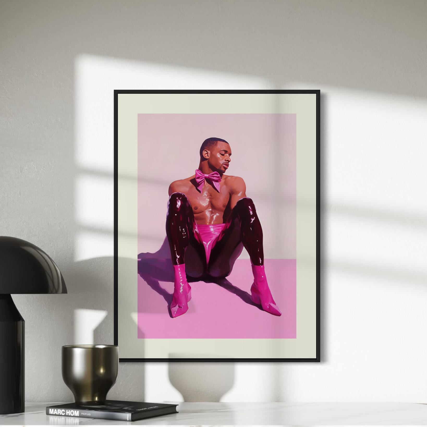 Strength in Satin Art Print - Ribbon & Resilience Collection LGBTQ+ Art for Queer People + Allies - Bold Pink, Black Pride Poster