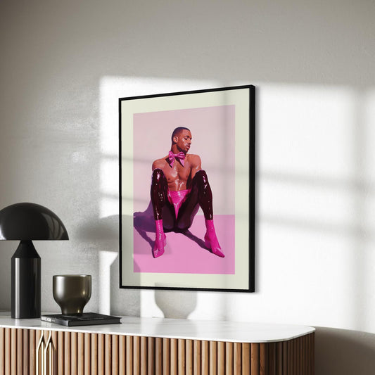 Strength in Satin Art Print - Ribbon & Resilience Collection LGBTQ+ Art for Queer People + Allies - Bold Pink, Black Pride Poster