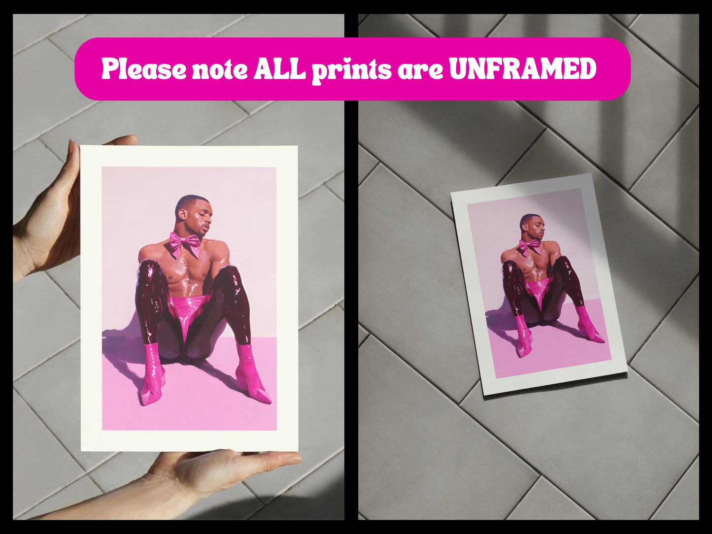Strength in Satin Art Print - Ribbon & Resilience Collection LGBTQ+ Art for Queer People + Allies - Bold Pink, Black Pride Poster