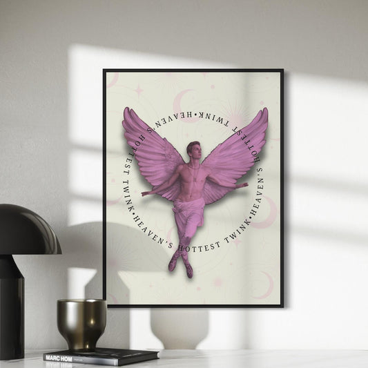 Heaven's Hottest Twink - Angelic LGBTQ+ Wall Art, Queer Decor, Unique Pride Print on Premium Matte Paper, Perfect for Queer Allies