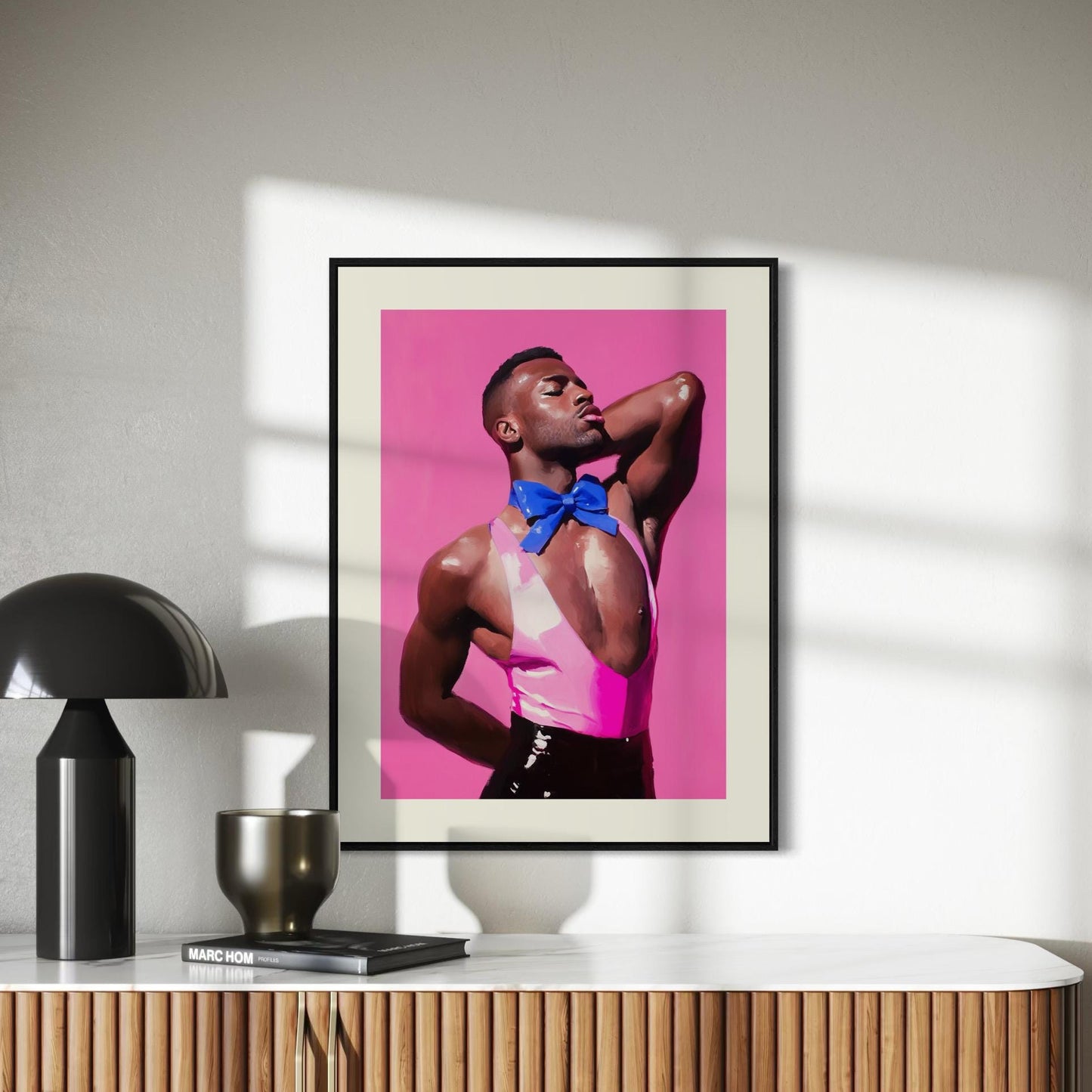 Elegance Tied in Blue - Ribbon & Resilience Collection LGBTQ+ Art for Queer People + Allies - Bold Pink, Black Pride Poster