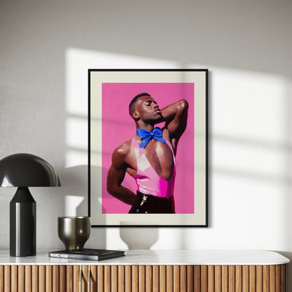 Elegance Tied in Blue - Ribbon & Resilience Collection LGBTQ+ Art for Queer People + Allies - Bold Pink, Black Pride Poster