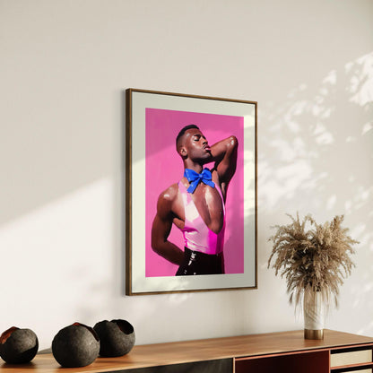 Elegance Tied in Blue - Ribbon & Resilience Collection LGBTQ+ Art for Queer People + Allies - Bold Pink, Black Pride Poster