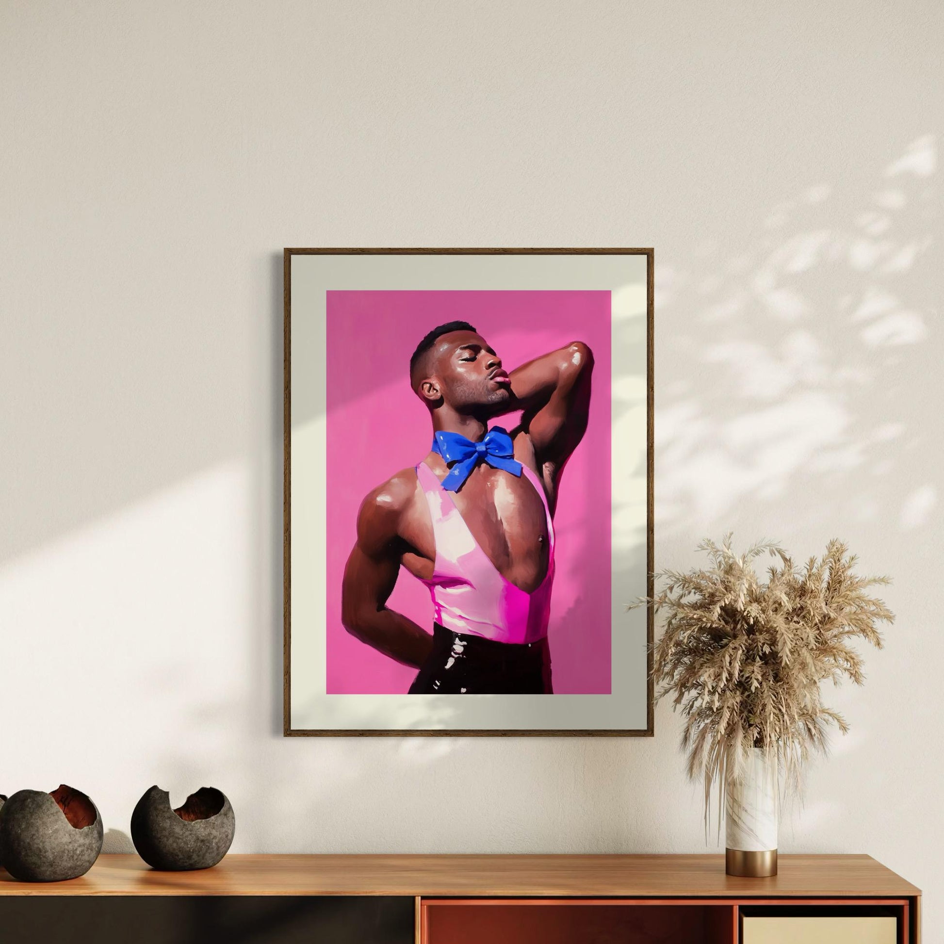 Elegance Tied in Blue - Ribbon & Resilience Collection LGBTQ+ Art for Queer People + Allies - Bold Pink, Black Pride Poster
