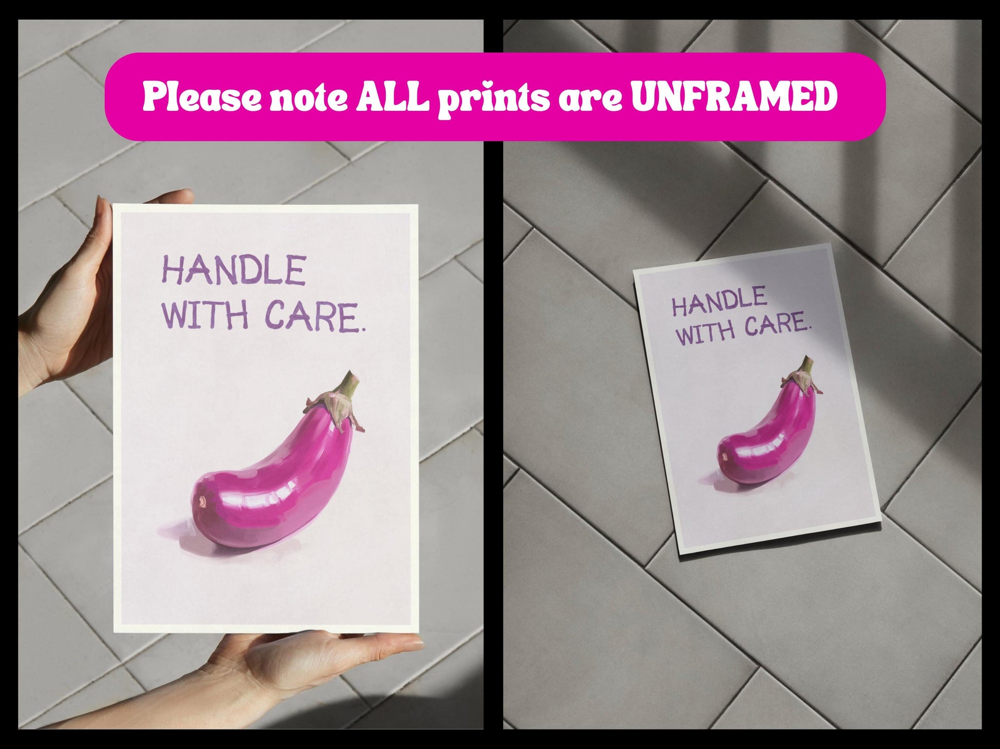 Handle with Care Art Print - Bold, Cheeky LGBTQ+ Wall Decor - Perfect for Queer Spaces - Printed on Premium Matte Paper
