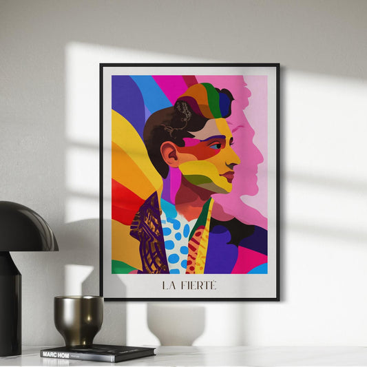 La Fierté Minimalist Pride Art Print - LGBTQ+ Wall Decor in Bold Colours - Queer Affirmation Artwork - Printed on Premium Matte Paper